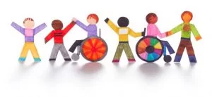 Banner inclusione con bambini caratterizzati da varie situazioni